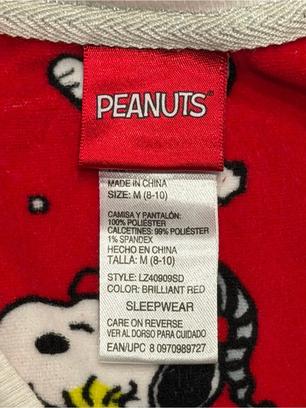 Peanuts Snoopy Women’s Pajama Set M Red Winter Fleece 2 Piece Woodstock